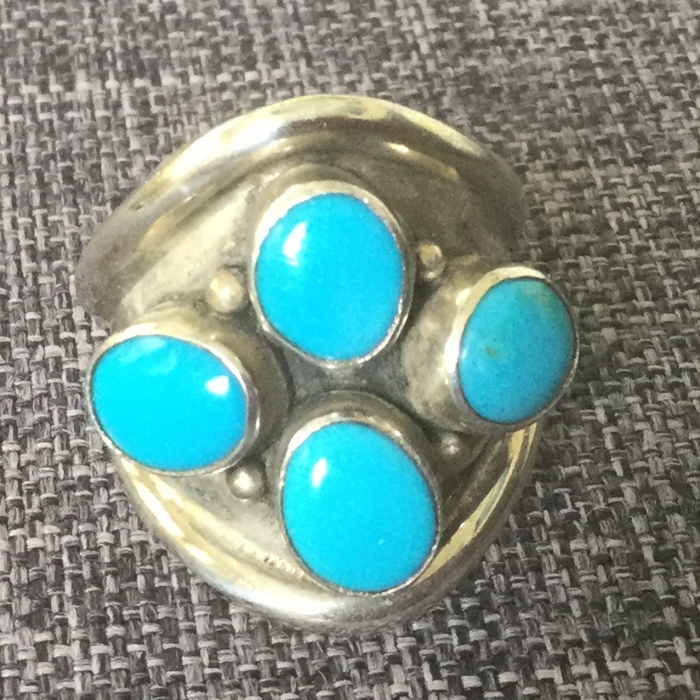 Vintage Carol Felley Sterling Silver Blue Multi Sleeping Beauty Turquoise Ring